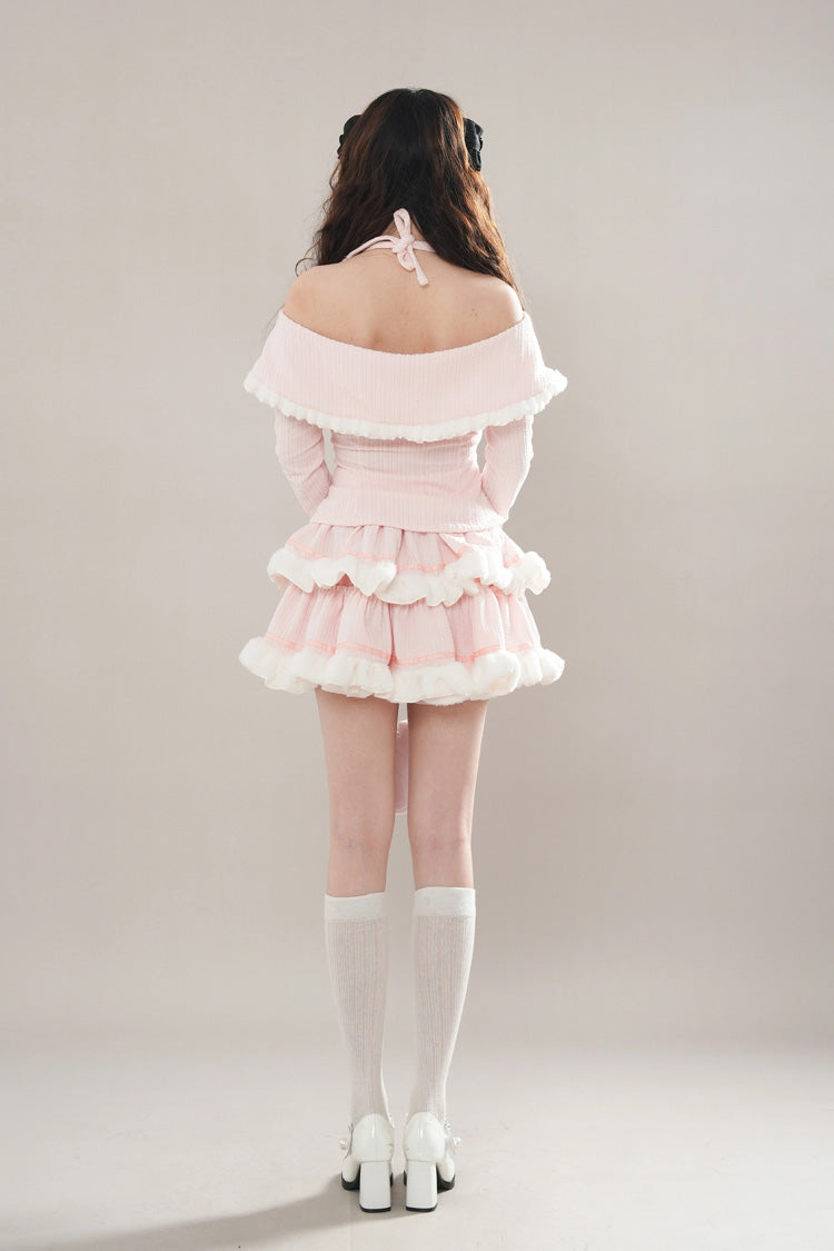 Gothic Fashion Top - Ruffle Bowknot Lace Princess, Pink, Layered, Long Sleeves - additional product view 4