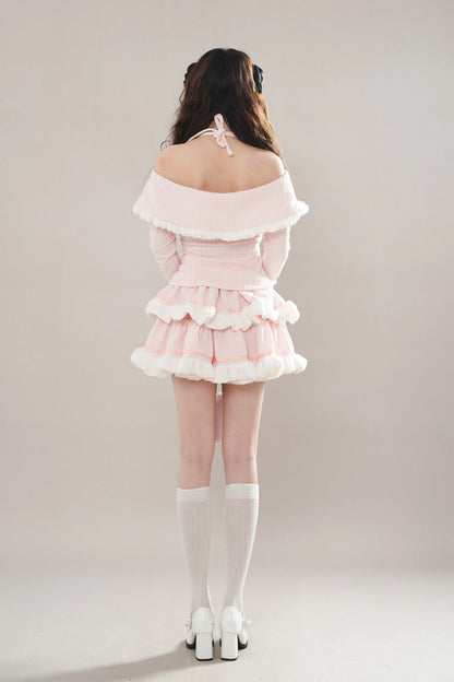 Gothic Fashion Top - Ruffle Bowknot Lace Princess, Pink, Layered, Long Sleeves - additional product view 4