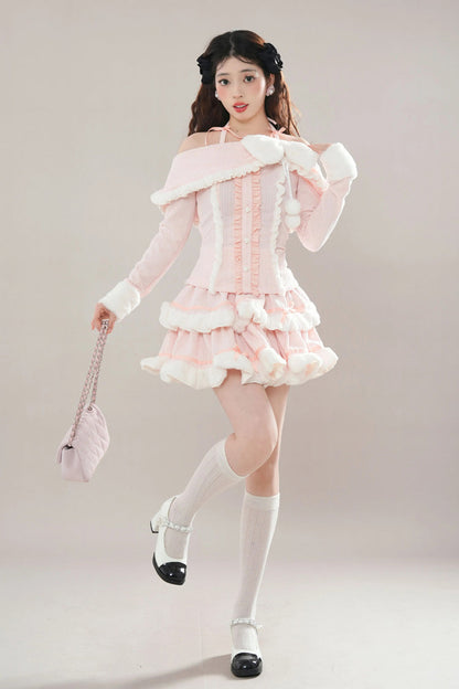 Gothic Fashion Top - Ruffle Bowknot Lace Princess, Pink, Layered, Long Sleeves - additional product view 5