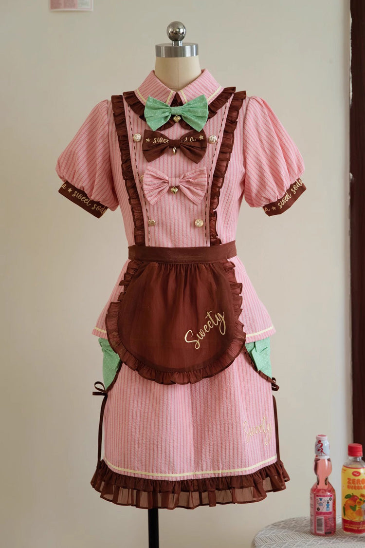 Gothic Fashion Top - Sweet Soda, Pink, Ruffled, Printed, Sweet Style - main product image