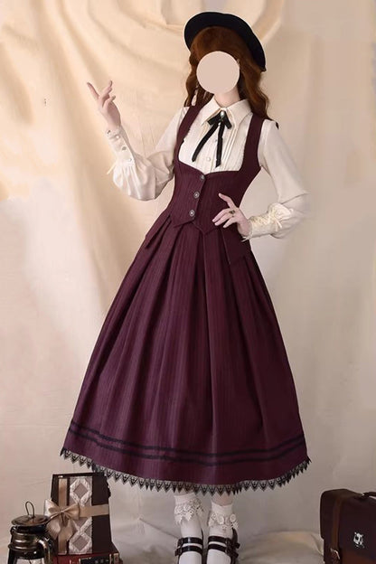 Gothic Fashion Vest - Griffin’s Pact, Red, Striped, Printed, Ruffled - main product image