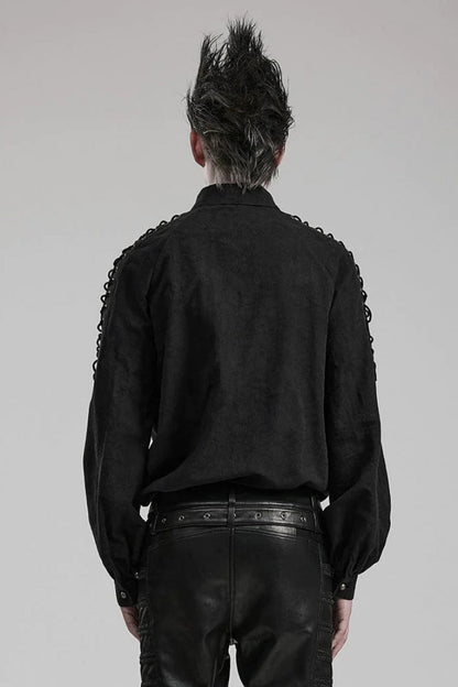 Gothic Lolita Blouse - 2 Colors, Puff Sleeves, Men's Style, Embroidered - additional product view 13