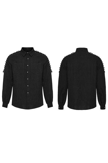 Gothic Lolita Blouse - 2 Colors, Puff Sleeves, Men's Style, Embroidered - additional product view 14
