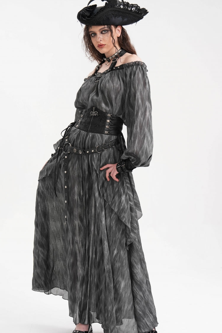 Gothic Lolita Blouse - Buckle-up Halterneck, Gray, Buckle Detail, Women's Style - additional product view 2