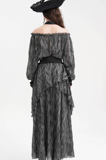 Gothic Lolita Blouse - Buckle-up Halterneck, Gray, Buckle Detail, Women's Style - additional product view 3
