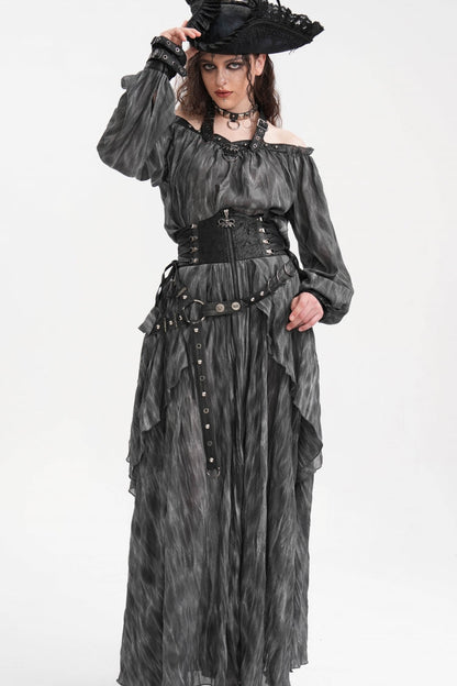 Gothic Lolita Blouse - Buckle-up Halterneck, Gray, Buckle Detail, Women's Style - additional product view 4