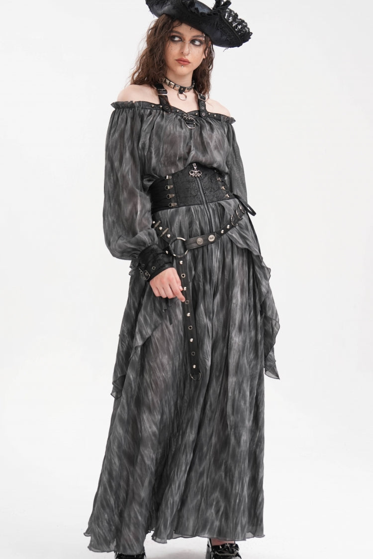 Gothic Lolita Blouse - Buckle-up Halterneck, Gray, Buckle Detail, Women's Style - additional product view 5