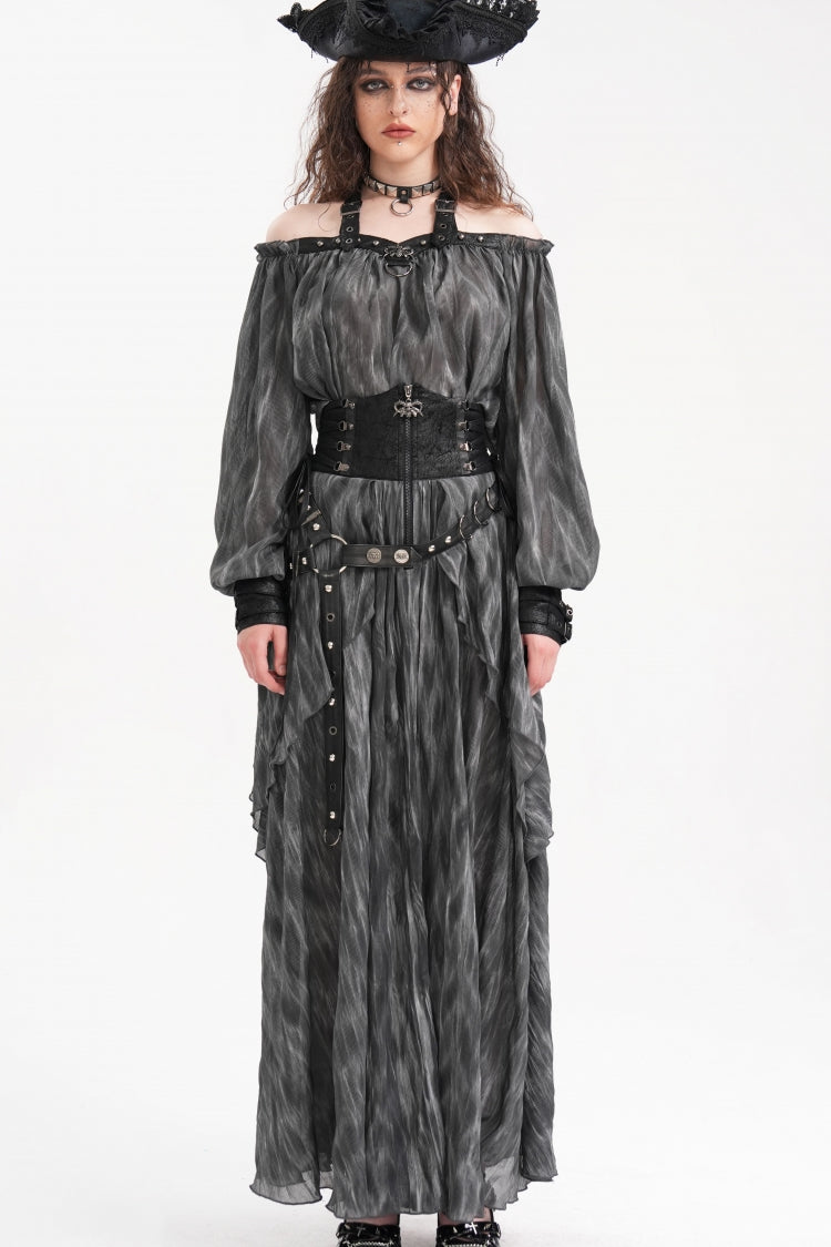 Gothic Lolita Blouse - Buckle-up Halterneck, Gray, Buckle Detail, Women's Style - additional product view 9