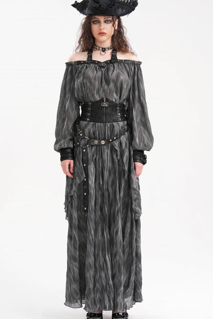 Gothic Lolita Blouse - Buckle-up Halterneck, Gray, Buckle Detail, Women's Style - additional product view 9
