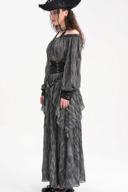 Gothic Lolita Blouse - Buckle-up Halterneck, Gray, Buckle Detail, Women's Style - additional product view 10