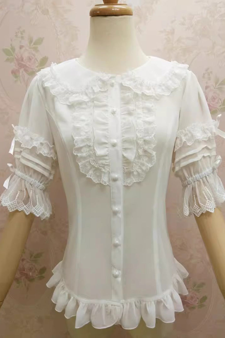 Gothic Lolita Blouse - Doll Collar, 2 Colors, Lace Trim, Sweet Style - additional product view 2
