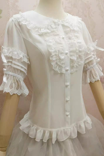 Gothic Lolita Blouse - Doll Collar, 2 Colors, Lace Trim, Sweet Style - additional product view 3