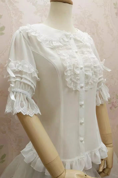 Gothic Lolita Blouse - Doll Collar, 2 Colors, Lace Trim, Sweet Style - additional product view 4