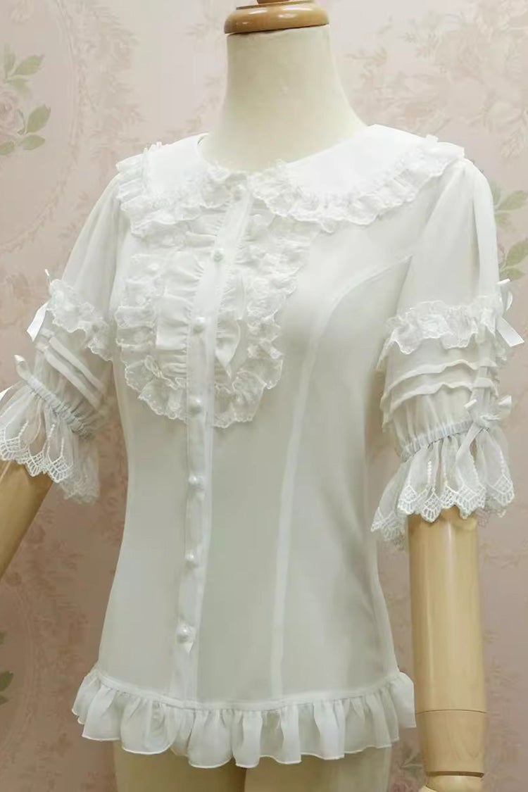 Gothic Lolita Blouse - Doll Collar, 2 Colors, Lace Trim, Sweet Style - additional product view 6