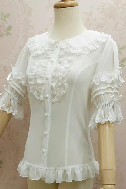 Gothic Lolita Blouse - Doll Collar, 2 Colors, Lace Trim, Sweet Style - additional product view 6