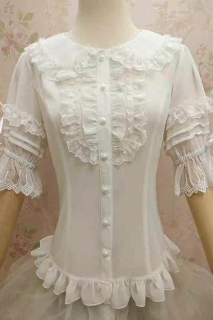 Gothic Lolita Blouse - Doll Collar, 2 Colors, Lace Trim, Sweet Style - additional product view 7