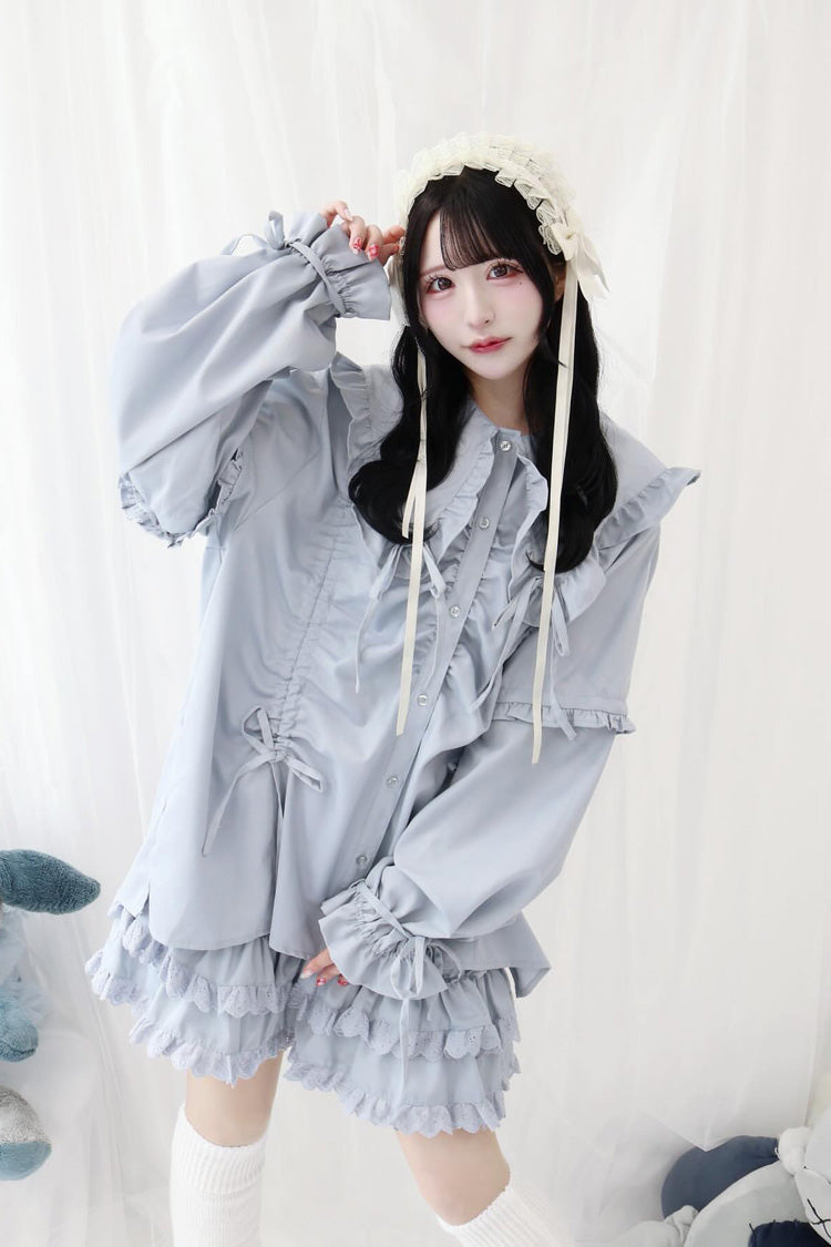 Gothic Lolita Blouse - Doll Collar, 3 Colors, Sweet Style, Bow Detail, Ruffled - additional product view 3