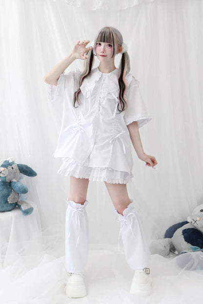 Gothic Lolita Blouse - Doll Collar, 3 Colors, Sweet Style, Bow Detail, Ruffled - additional product view 7