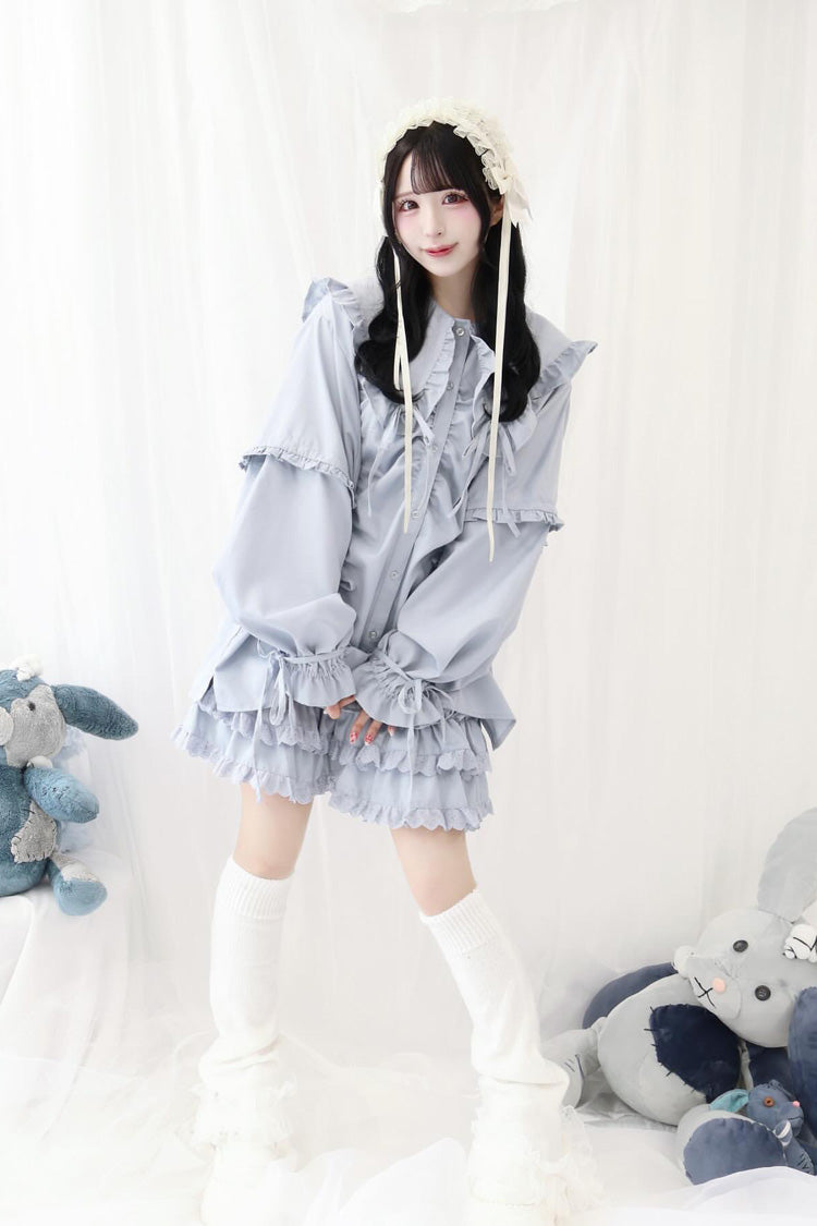Gothic Lolita Blouse - Doll Collar, 3 Colors, Sweet Style, Bow Detail, Ruffled - additional product view 10
