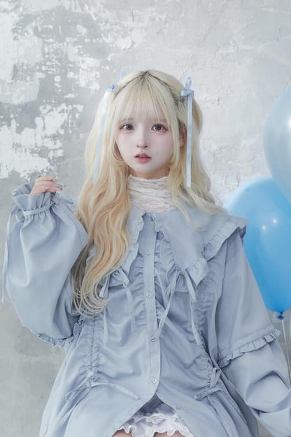 Gothic Lolita Blouse - Doll Collar, 3 Colors, Sweet Style, Bow Detail, Ruffled - additional product view 15