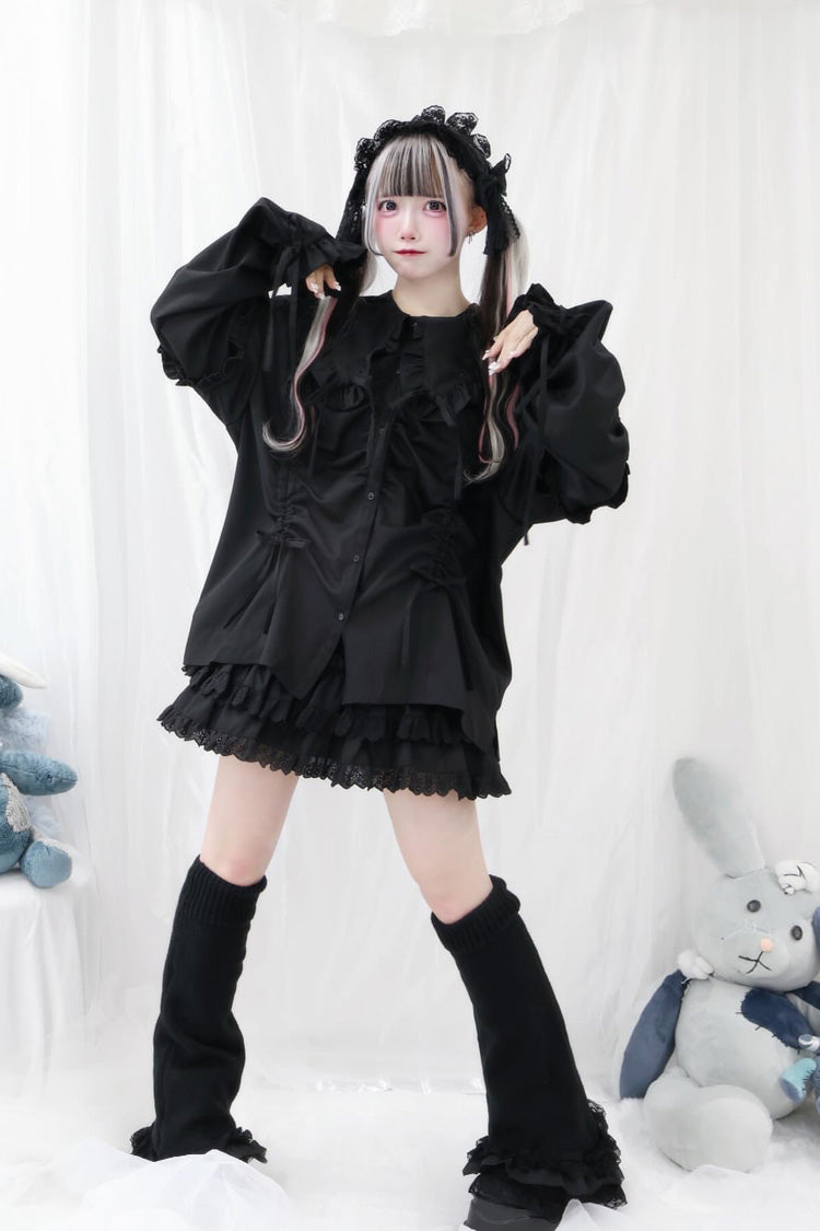 Gothic Lolita Blouse - Doll Collar, 3 Colors, Sweet Style, Bow Detail, Ruffled - additional product view 20