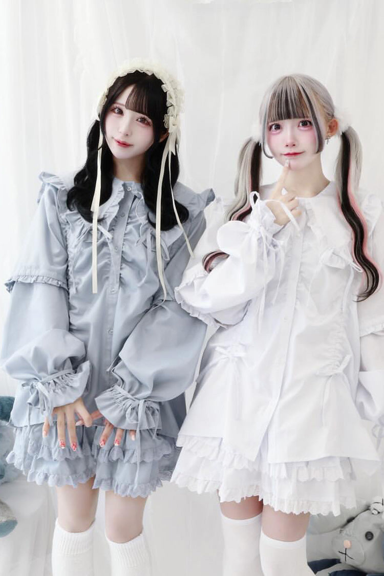 Gothic Lolita Blouse - Doll Collar, 3 Colors, Sweet Style, Bow Detail, Ruffled - main product image