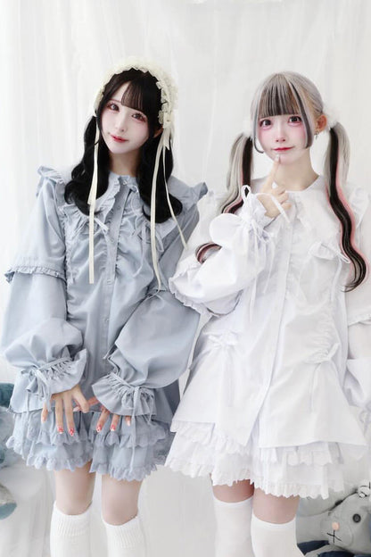 Gothic Lolita Blouse - Doll Collar, 3 Colors, Sweet Style, Bow Detail, Ruffled - main product image