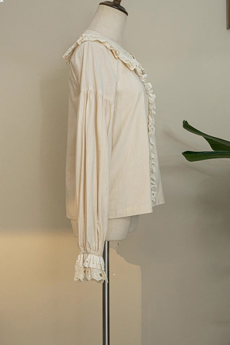 Gothic Lolita Blouse - Doll Collar Forest Illustrated, Ivory, Sweet Style, Long Sleeves - additional product view 2