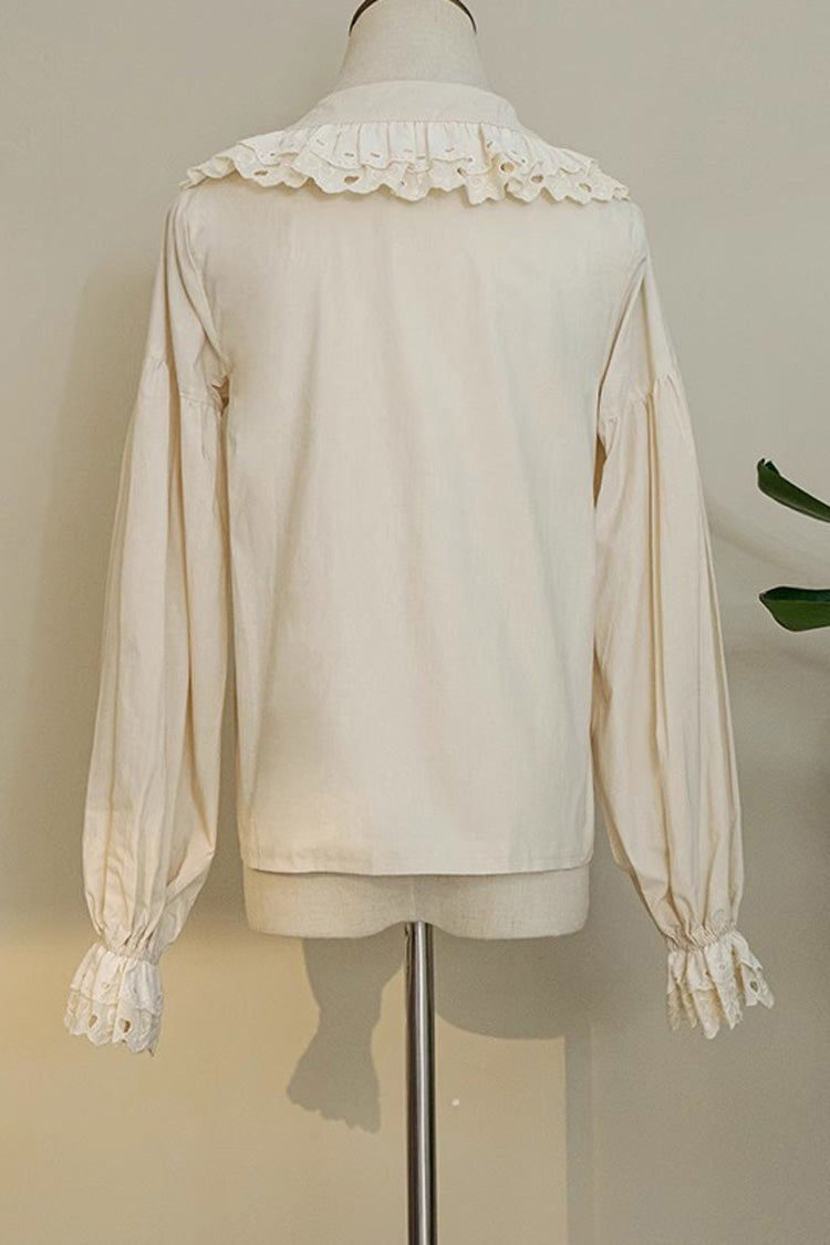 Gothic Lolita Blouse - Doll Collar Forest Illustrated, Ivory, Sweet Style, Long Sleeves - additional product view 3