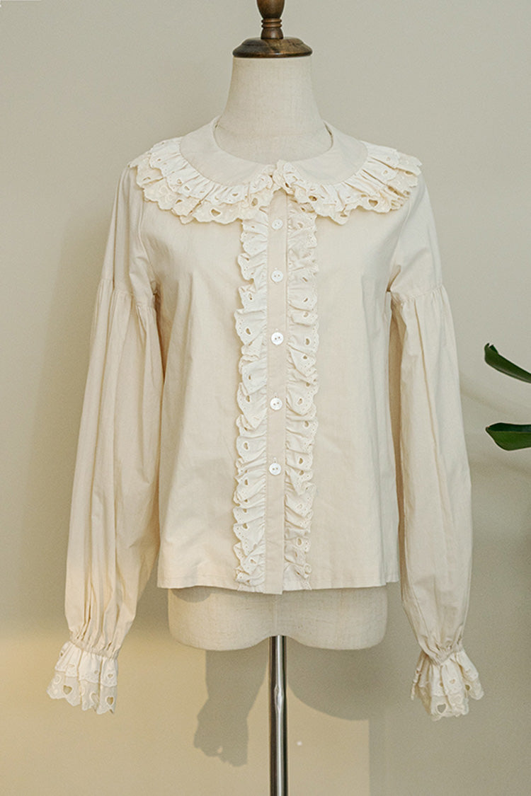 Gothic Lolita Blouse - Doll Collar Forest Illustrated, Ivory, Sweet Style, Long Sleeves - main product image