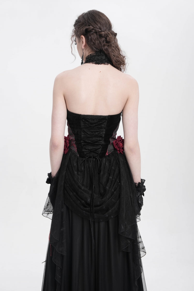 Gothic Lolita Blouse - Halterneck, Red, Women's Style, Embroidered, Lace Trim - additional product view 4