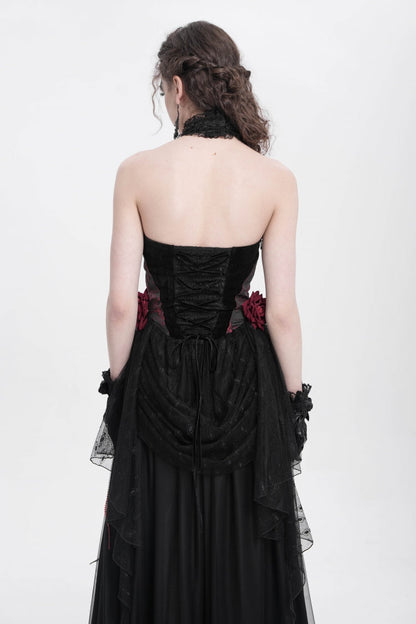 Gothic Lolita Blouse - Halterneck, Red, Women's Style, Embroidered, Lace Trim - additional product view 4