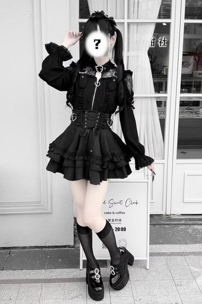 Gothic Lolita Blouse - Heartbeat Buffy, 9 Colors, Zipper Detail, Stand Collar, Sweet Style - additional product view 3