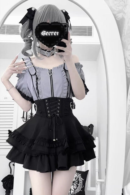 Gothic Lolita Blouse - Heartbeat Buffy, 9 Colors, Zipper Detail, Stand Collar, Sweet Style - additional product view 7