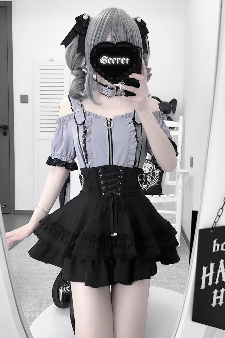 Gothic Lolita Blouse - Heartbeat Buffy, 9 Colors, Zipper Detail, Stand Collar, Sweet Style - additional product view 8
