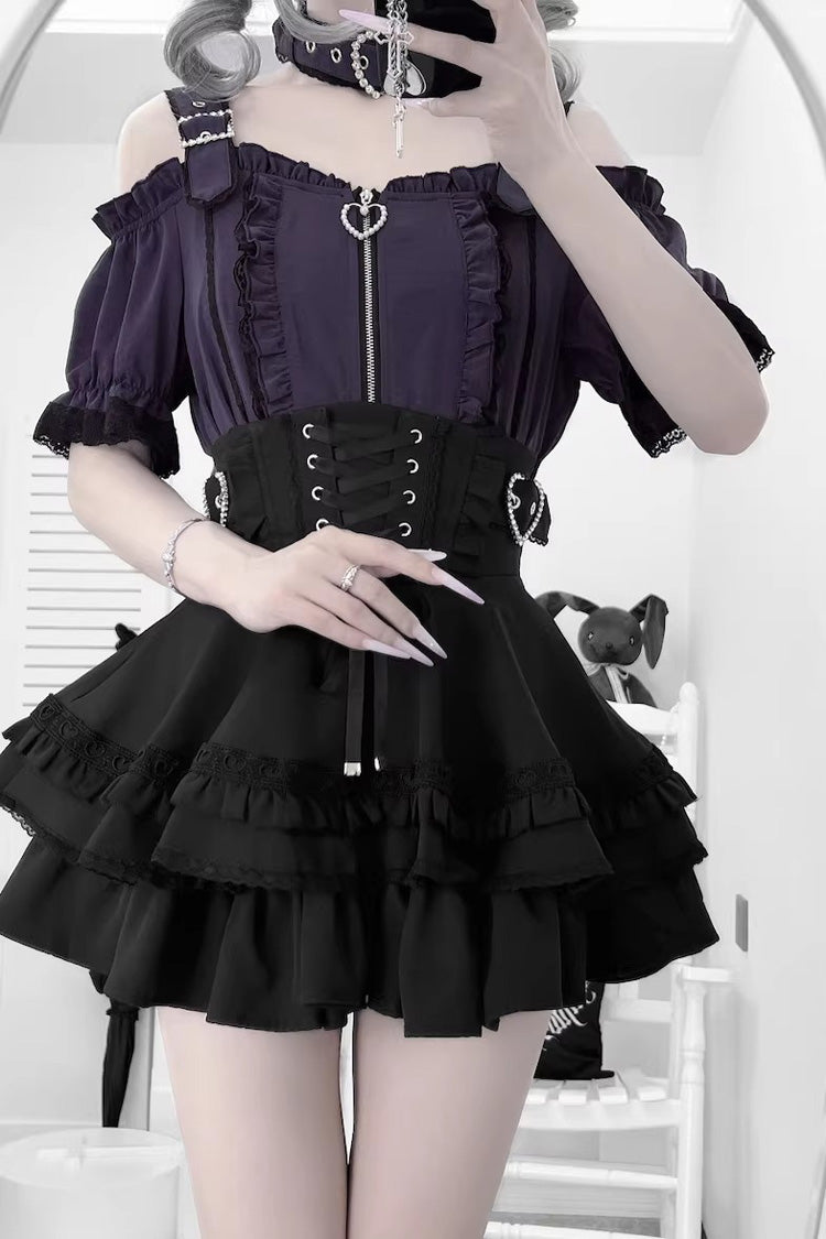 Gothic Lolita Blouse - Heartbeat Buffy, 9 Colors, Zipper Detail, Stand Collar, Sweet Style - additional product view 9