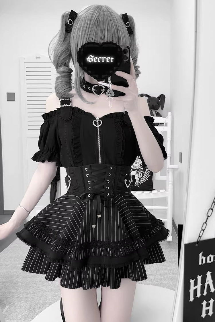 Gothic Lolita Blouse - Heartbeat Buffy, 9 Colors, Zipper Detail, Stand Collar, Sweet Style - additional product view 10