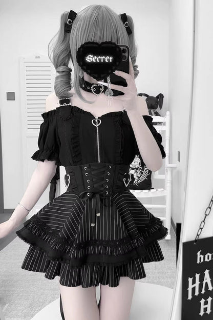 Gothic Lolita Blouse - Heartbeat Buffy, 9 Colors, Zipper Detail, Stand Collar, Sweet Style - additional product view 10