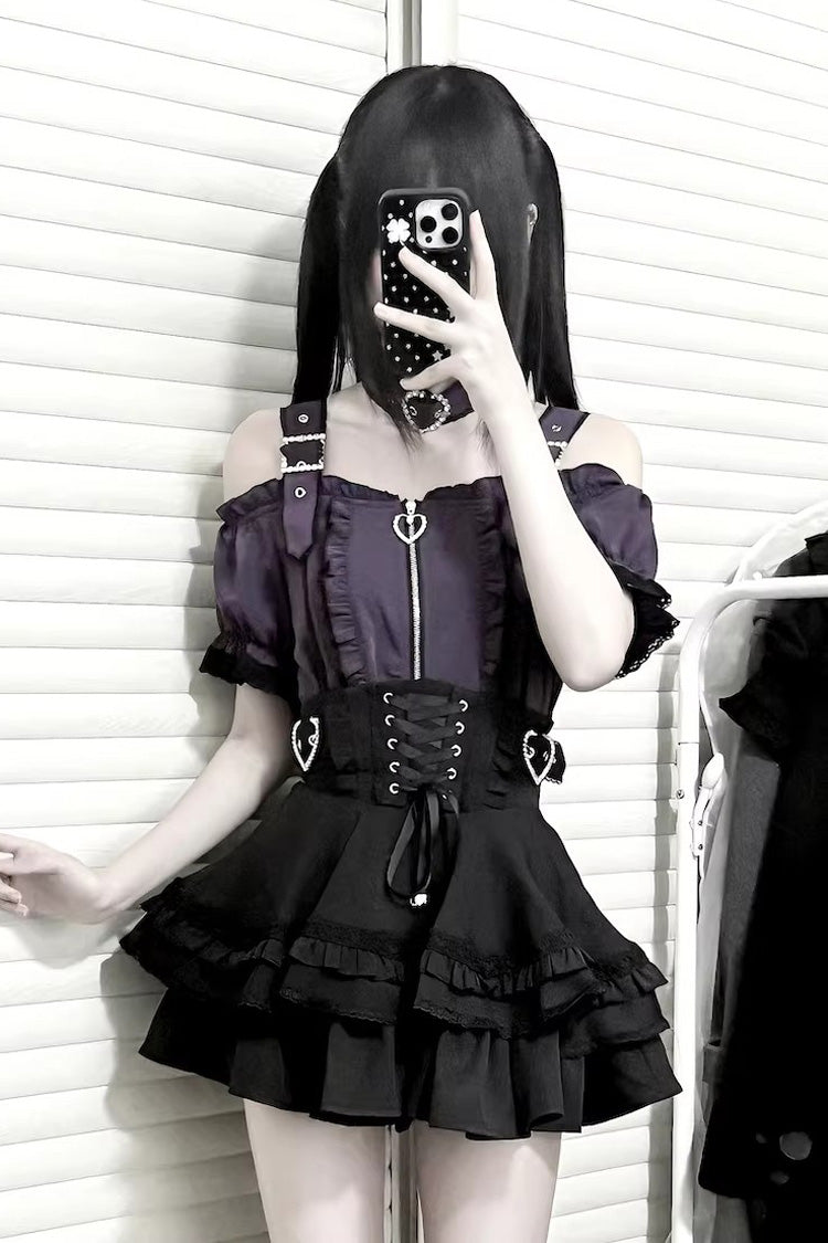 Gothic Lolita Blouse - Heartbeat Buffy, 9 Colors, Zipper Detail, Stand Collar, Sweet Style - additional product view 13