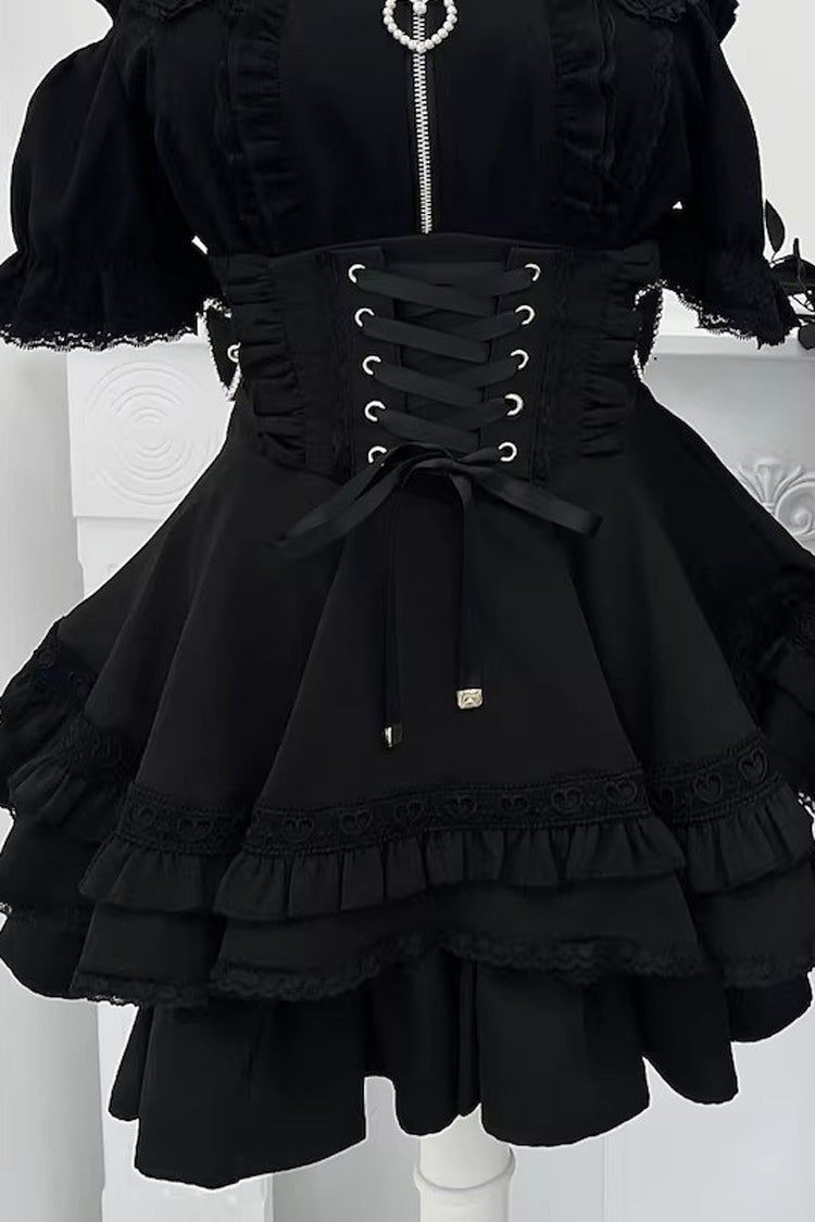 Gothic Lolita Blouse - Heartbeat Buffy, 9 Colors, Zipper Detail, Stand Collar, Sweet Style - M Black(Skirt-Only) / L Black(Skirt-Only) / XL Black(Skirt-Only) option