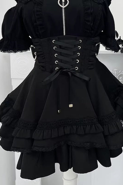 Gothic Lolita Blouse - Heartbeat Buffy, 9 Colors, Zipper Detail, Stand Collar, Sweet Style - M Black(Skirt-Only) / L Black(Skirt-Only) / XL Black(Skirt-Only) option