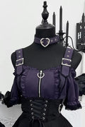 Purple/Black(Short-Sleeve-Blouse-Only)