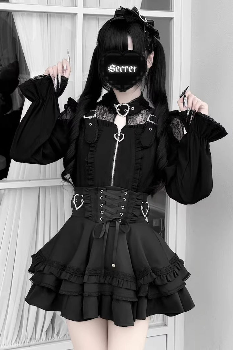 Gothic Lolita Blouse - Heartbeat Buffy, 9 Colors, Zipper Detail, Stand Collar, Sweet Style - main product image