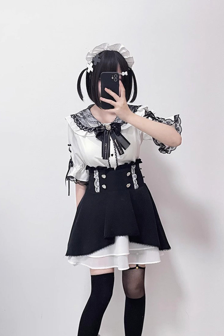 Gothic Lolita Blouse - Jirai Kei, 3 Colors, Sweet Style, Bow Detail, Lace Trim - additional product view 6