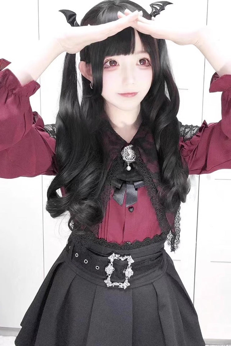 Gothic Lolita Blouse - Jirai Kei Puff Ruffle, 2 Colors, Puff Sleeves, Ruffled - additional product view 3