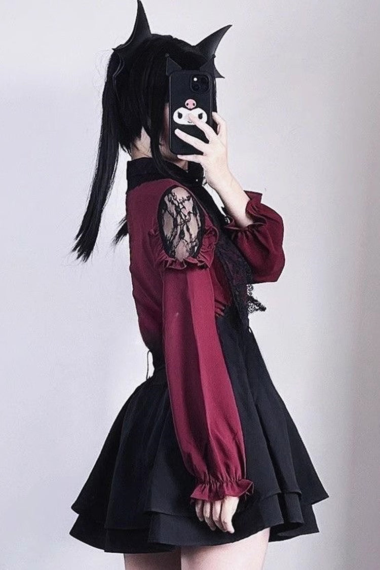 Gothic Lolita Blouse - Jirai Kei Puff Ruffle, 2 Colors, Puff Sleeves, Ruffled - additional product view 4