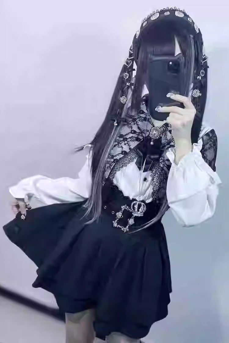 Gothic Lolita Blouse - Jirai Kei Puff Ruffle, 2 Colors, Puff Sleeves, Ruffled - additional product view 5