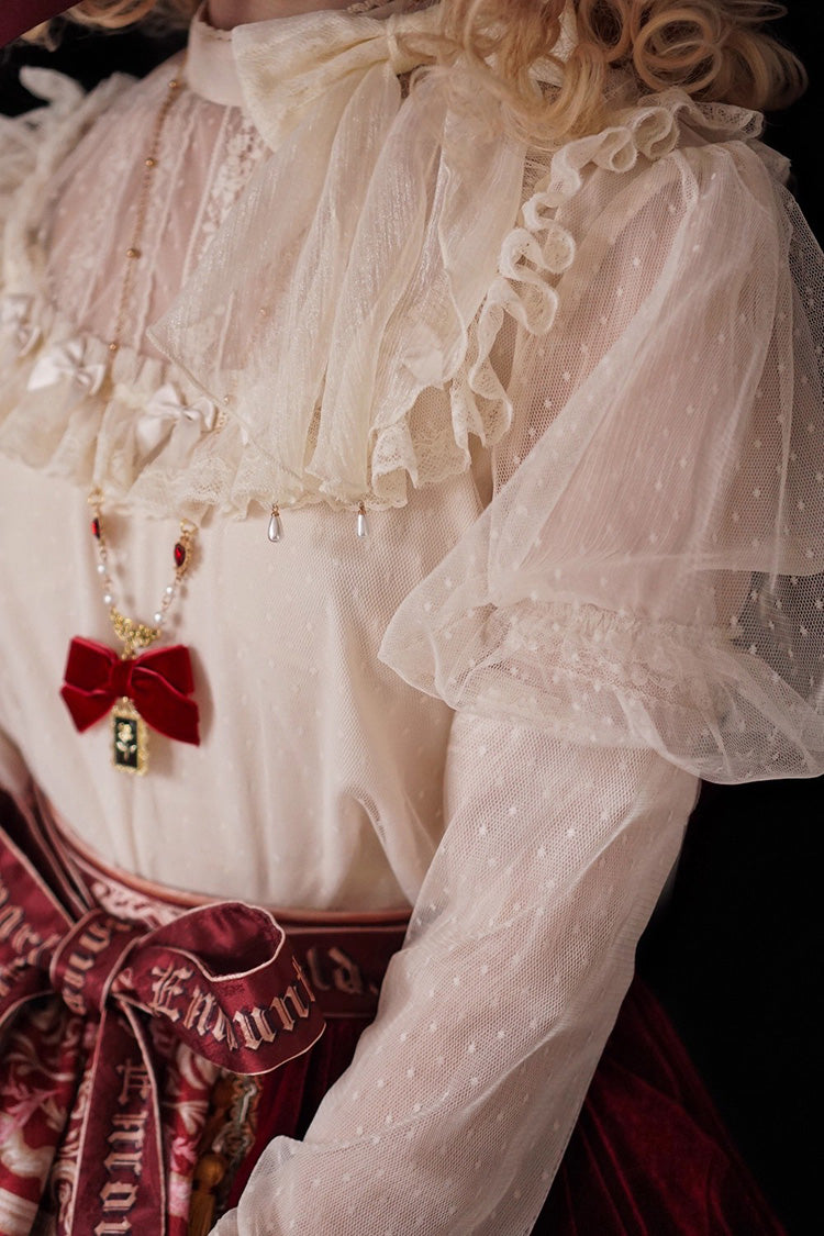 Gothic Lolita Blouse - Kaleidoscope Of Dreams, Ivory, Stand Collar, Long Sleeves - additional product view 3
