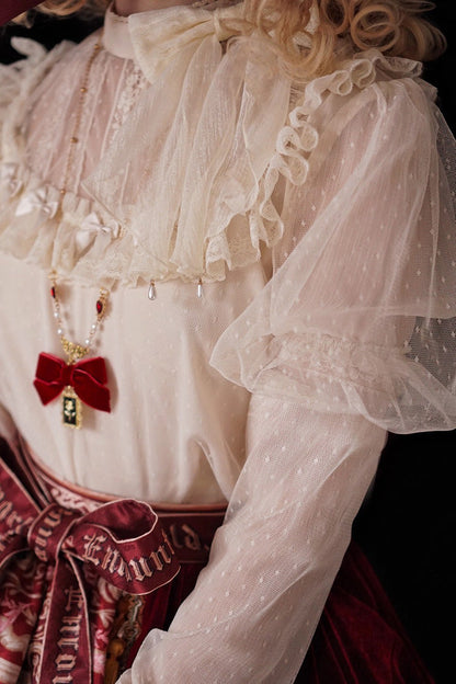 Gothic Lolita Blouse - Kaleidoscope Of Dreams, Ivory, Stand Collar, Long Sleeves - additional product view 3