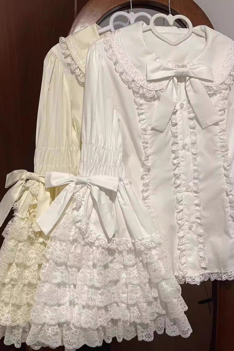 Gothic Lolita Blouse - Lapel Collar Hime Ruffle, 3 Colors, Lace Trim, Ruffled - additional product view 2